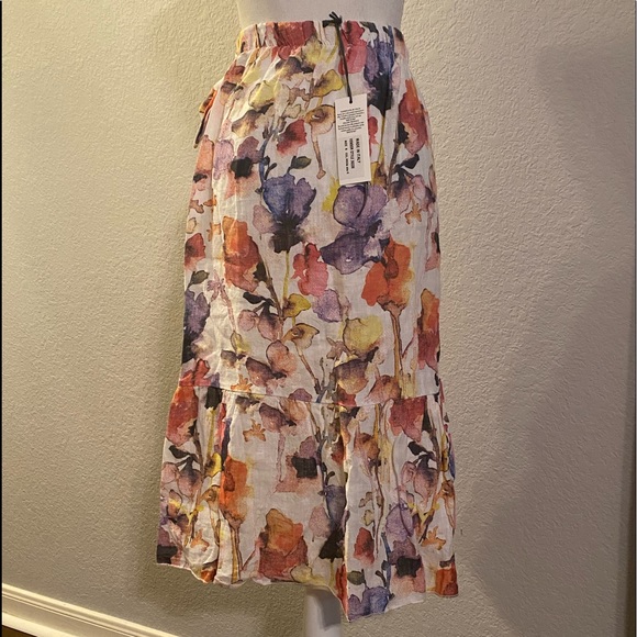 NWT Piazza Del Tempio linen ruffle floral skirt - Picture 4 of 8